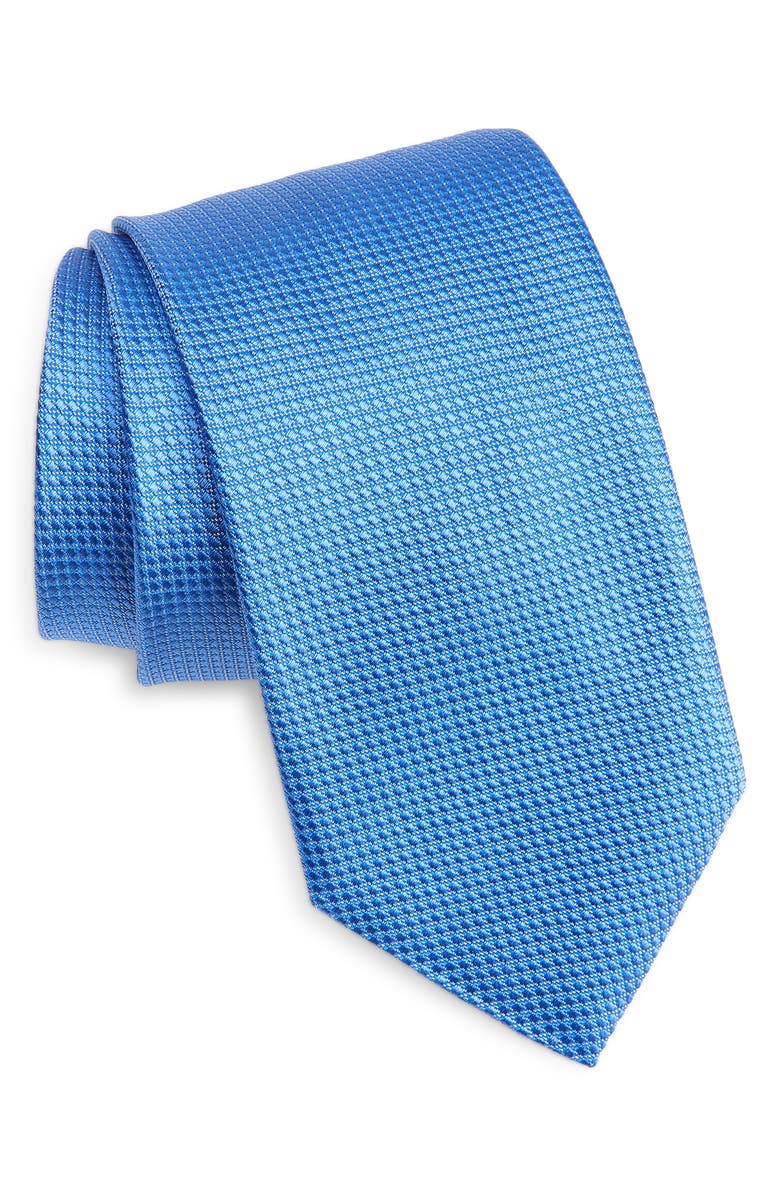 Eton Pin Dot Silk Tie, Main, color, Light Blue