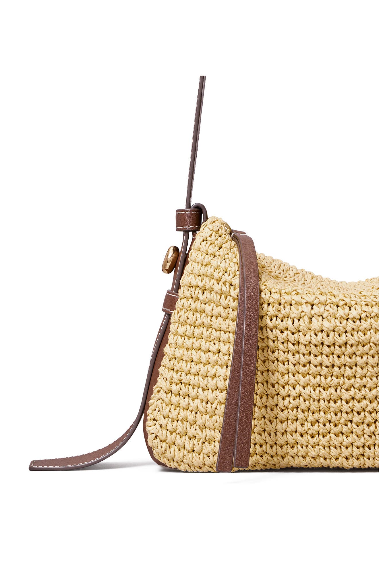 Tory Burch Small Romy Straw Shoulder Bag, Alternate, color, Natural