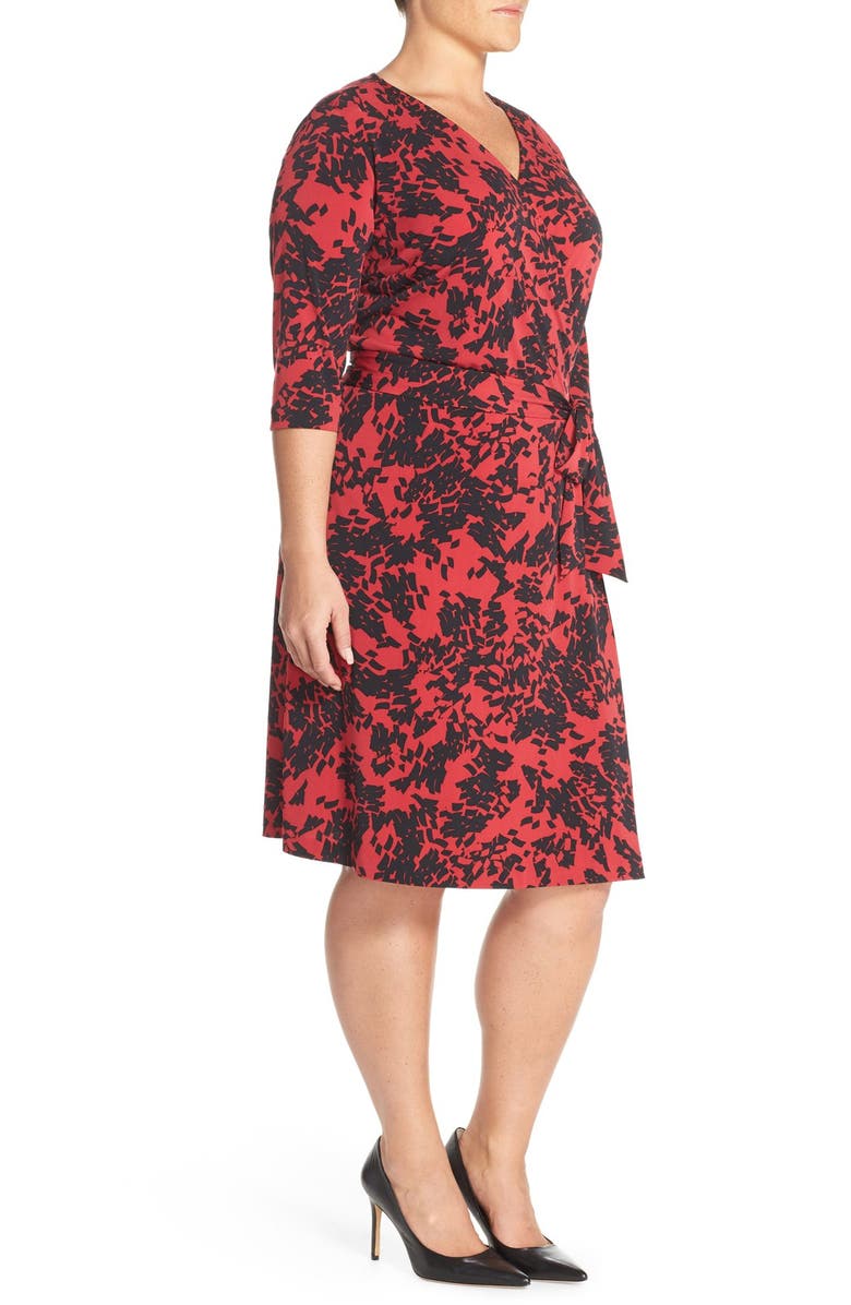 Vince Camuto 'Modern Confetti' Print Jersey Three-Quarter Sleeve Wrap Dress, Alternate, color,
