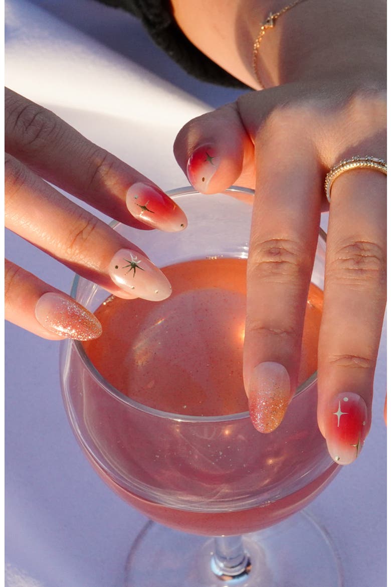 Sun-Cured Gel Nail Strips, Alternate, color, ORANGE GOLD GLITTER NEUTRAL