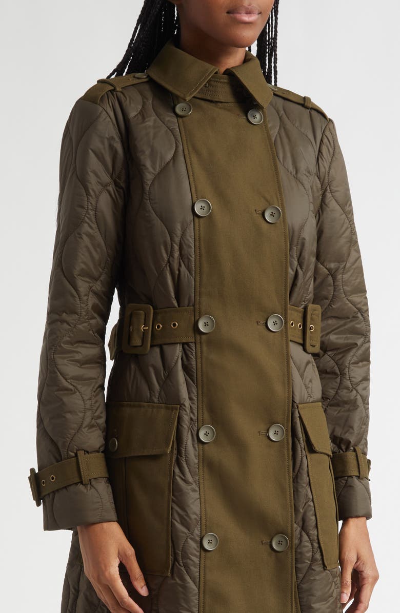 Veronica Beard Newberry Quilted Mixed Media Coat, Alternate, color, Cypress