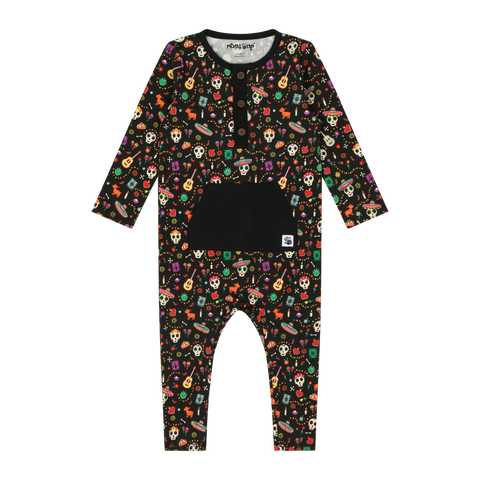 Baby Kangaroo Pocket Romper - Día de los Muertos