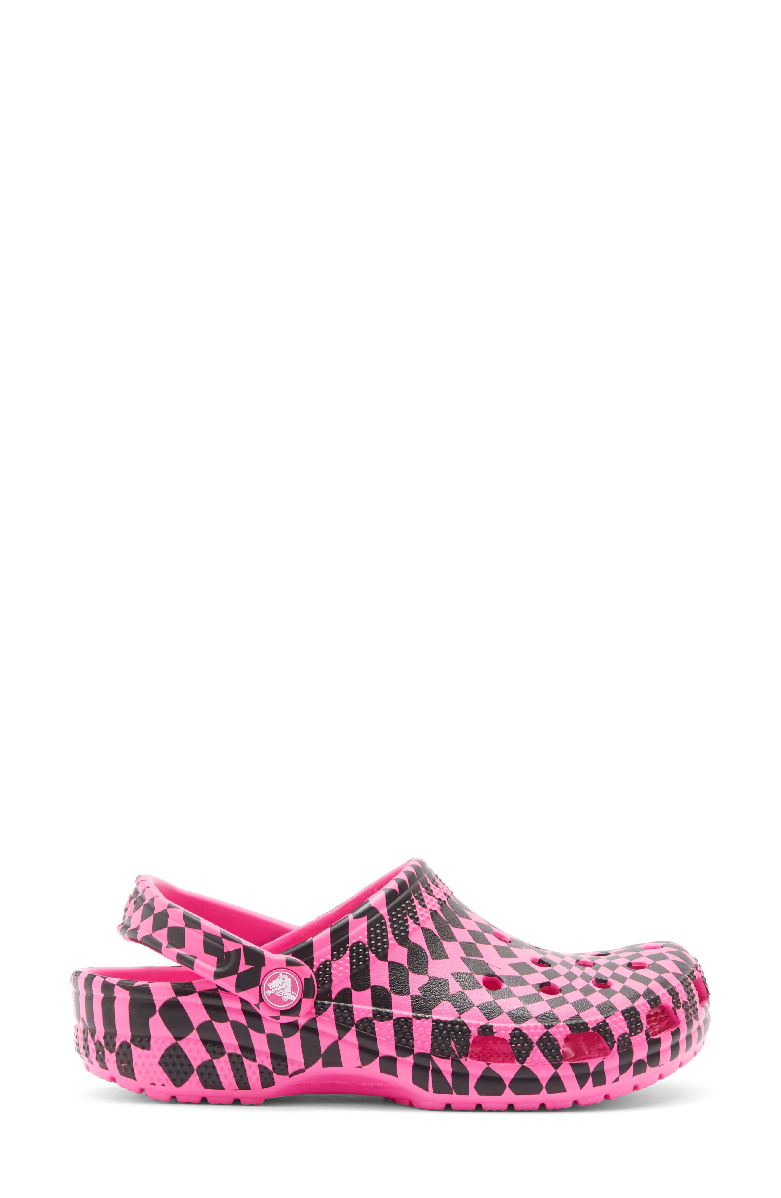 CROCS Classic Warped Checker Clog, Alternate, color, Pink Crush/ Black