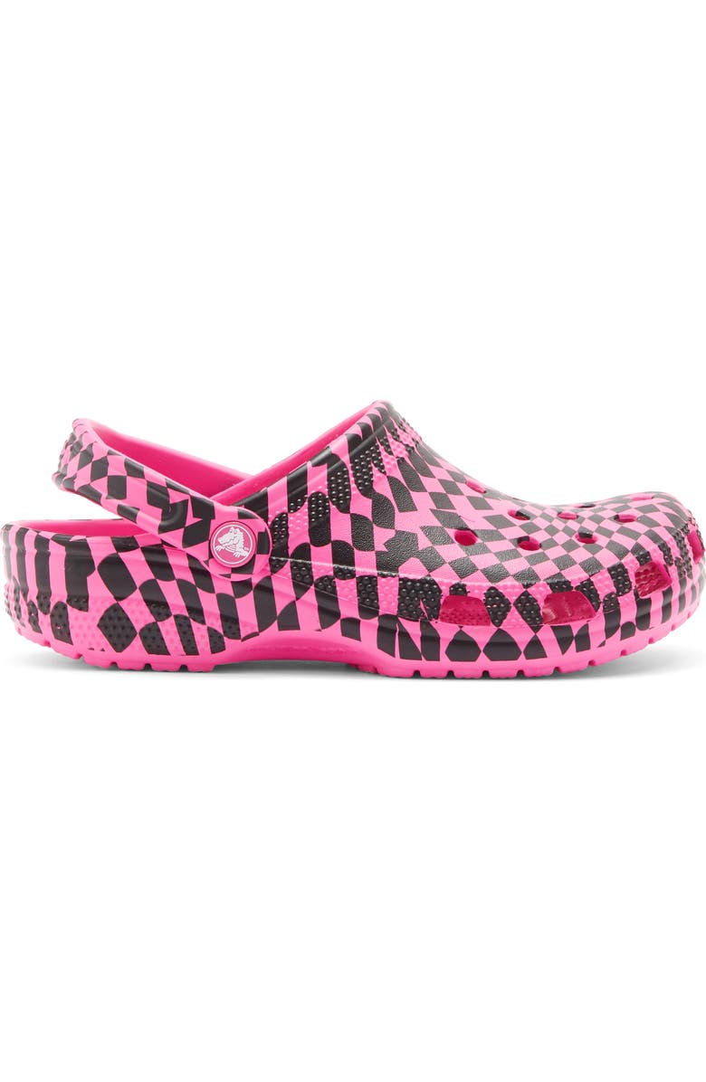 CROCS Classic Warped Checker Clog, Alternate, color, Pink Crush/ Black
