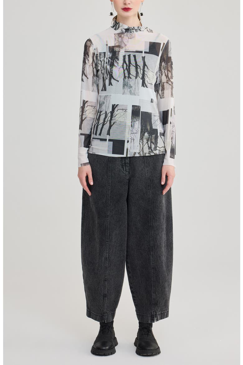 Sienna Printed Mockneck Top, Alternate, color, Black Print
