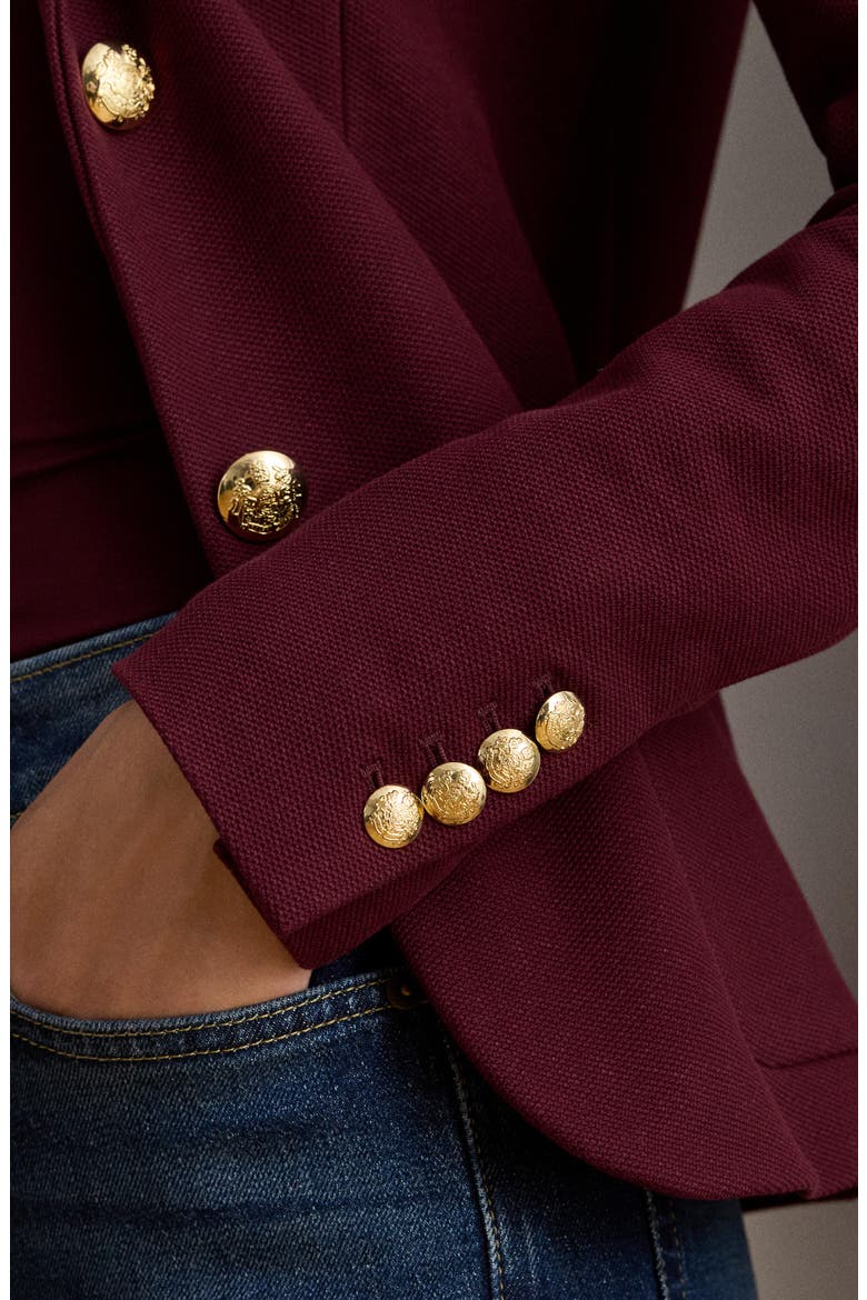 Stretch Cotton Piquè Blazer, Alternate, color, RED