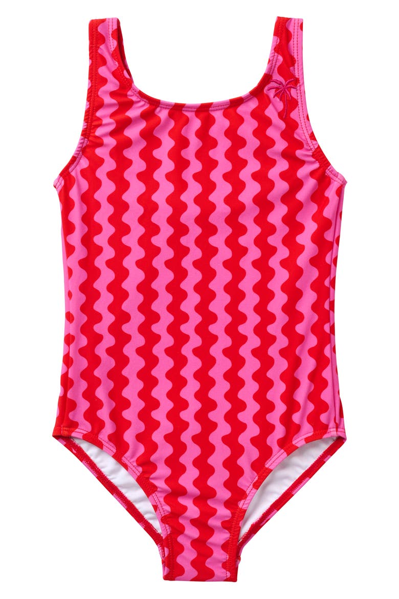 Kids' Small Waves One-Piece Swimsuit, Main, color, PINK
