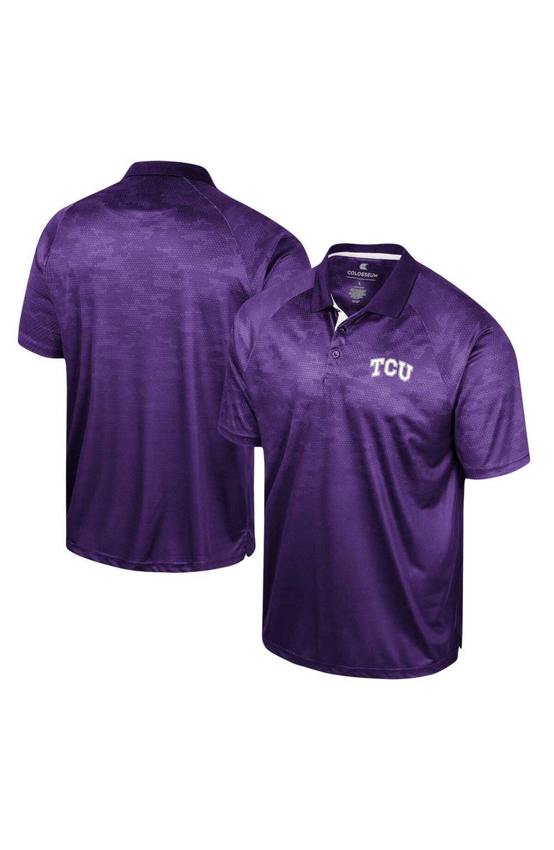 COLOSSEUM Men's Colosseum Purple TCU Horned Frogs Honeycomb Raglan Polo, Alternate, color, 