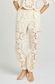 WAYF Steph Floral Cotton Lace Balloon Pants