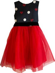JOE-ELLA Kids' Heart & Polka Dot Tulle Dress