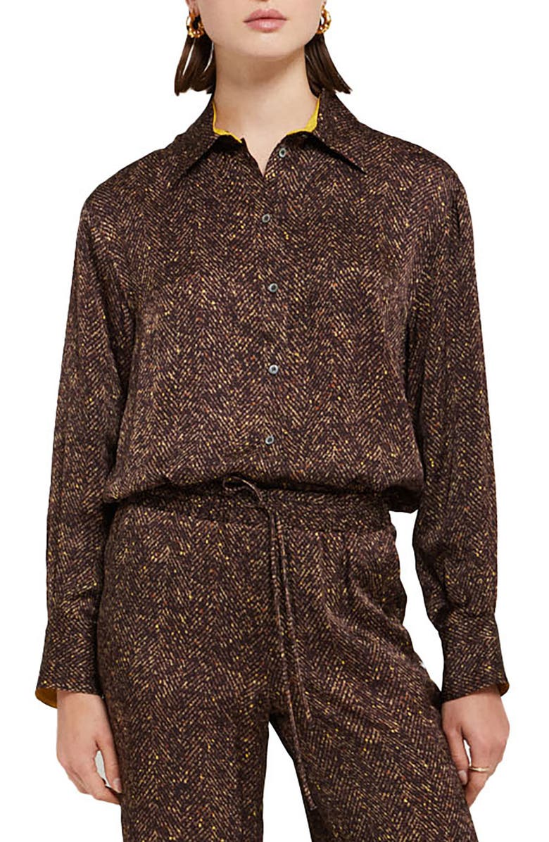 ottod'Ame Printed Viscose Shirt, Main, color, Brown