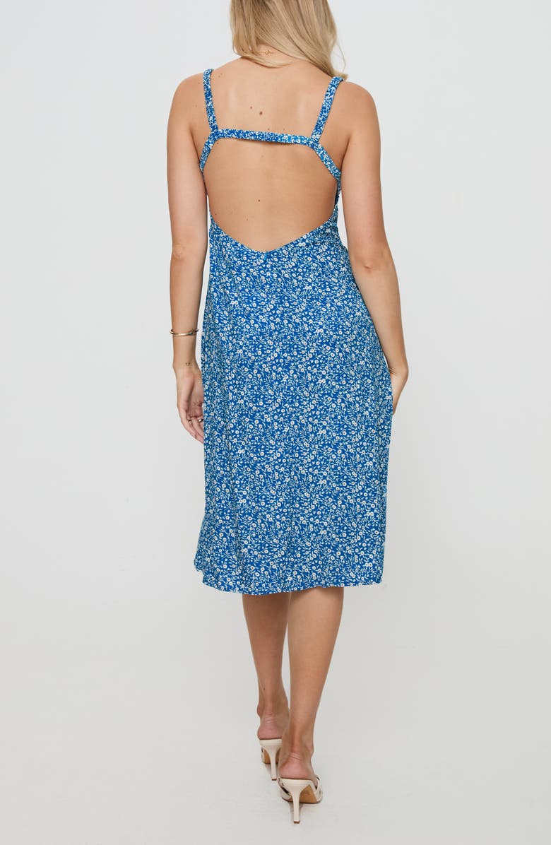 Princess Polly Georgia Print Open Back Midi Dress, Alternate, color, Navy