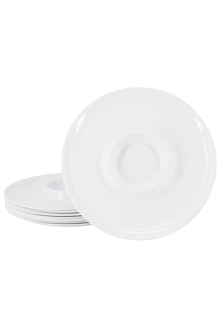Grayson 12 Piece 12 Inch Round Melamine Chip and Dip Platter Set, Main, color, White