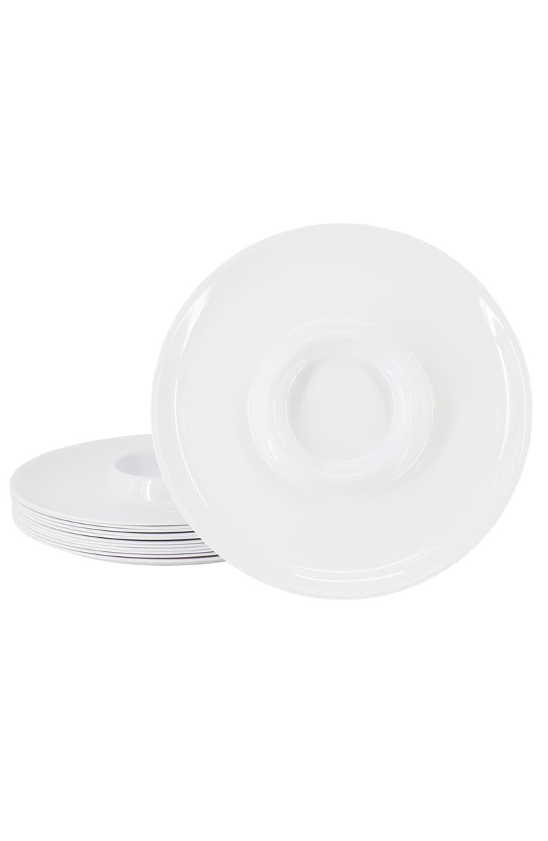 Gibson Grayson 12 Piece 12 Inch Round Melamine Chip and Dip Platter Set, Main, color, White