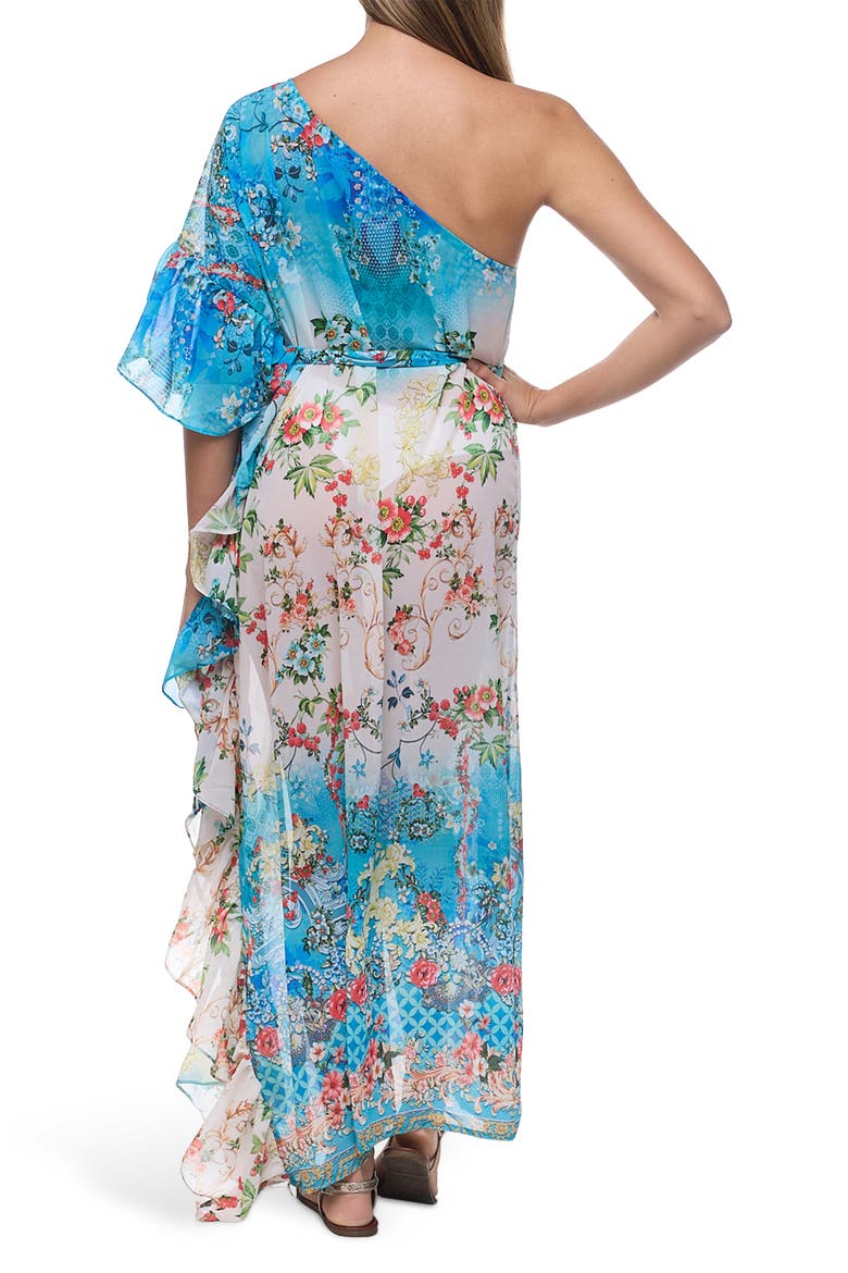 One-Shoulder Ruffle Dress, Alternate, color, BLUE