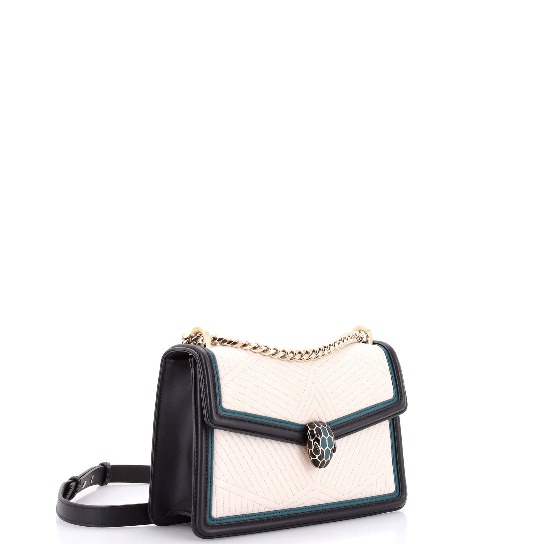 Serpenti Forever Shoulder Bag Quilted Leather Small, Alternate, color, White