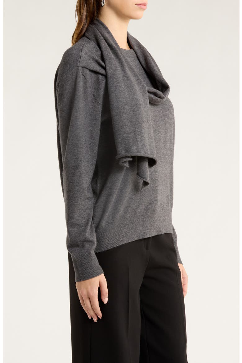 Crewneck Scarf Sweater, Alternate, color, MEDIUM HEATHER GREY