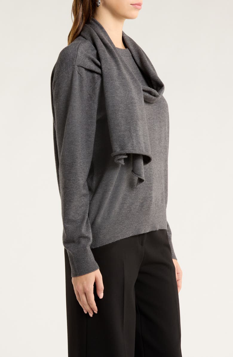 Halogen<sup>®</sup> Crewneck Scarf Sweater, Alternate, color, Medium Heather Grey