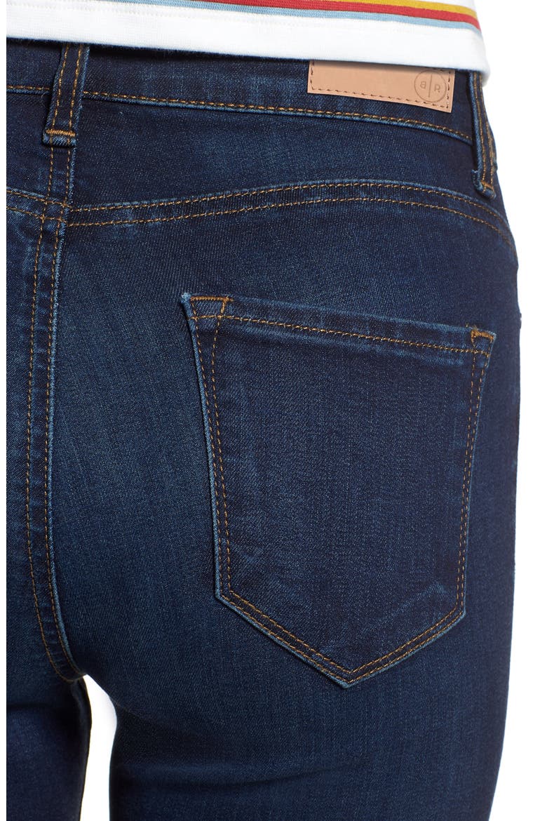 High Waist Cutoff Skinny Jeans, Alternate, color, DARK WASH