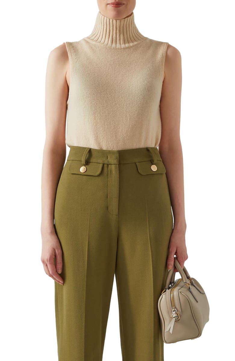 LK Bennett Frances Sleeveless Turtleneck Wool Blend Sweater, Main, color, 