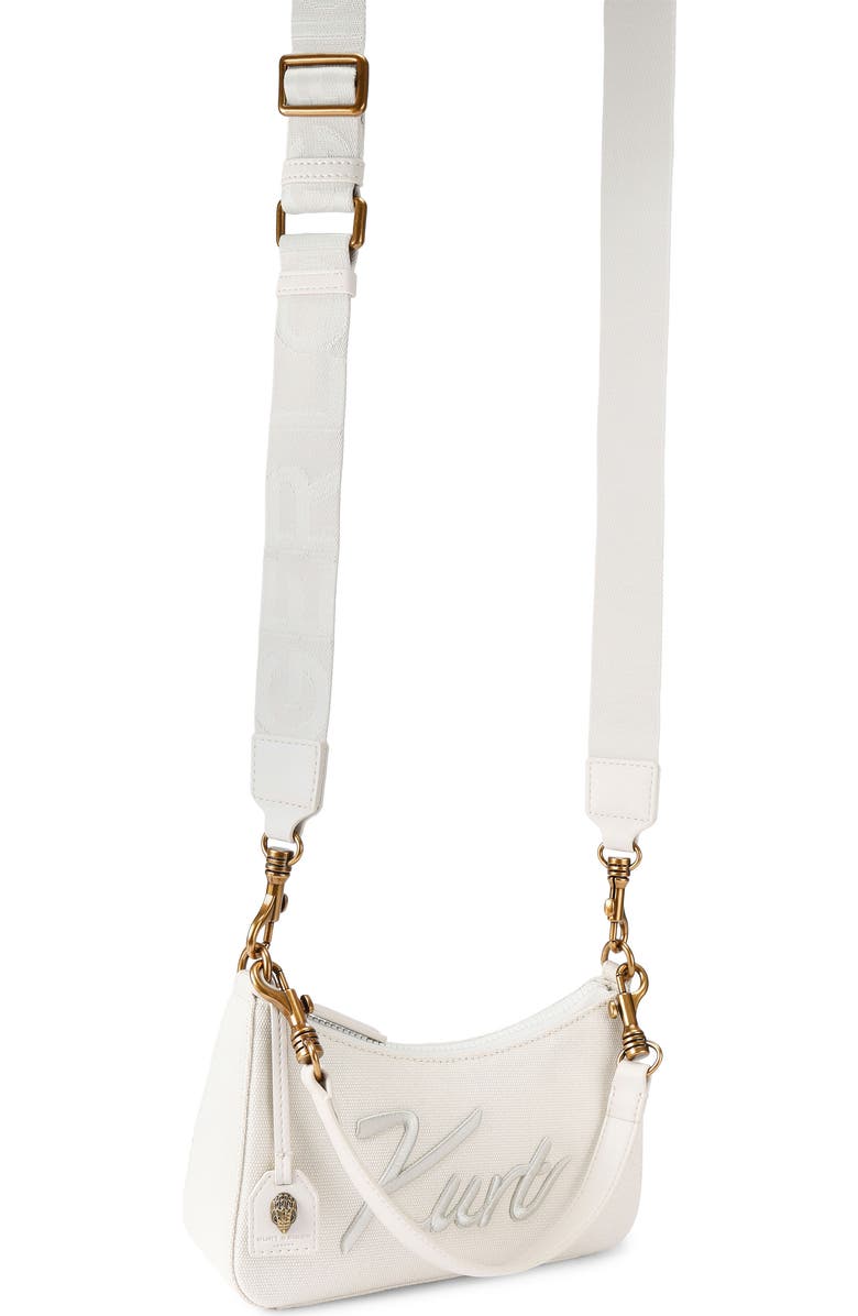 Kurt Geiger London Small Kurt Cotton Canvas Crossbody Bag, Alternate, color, White
