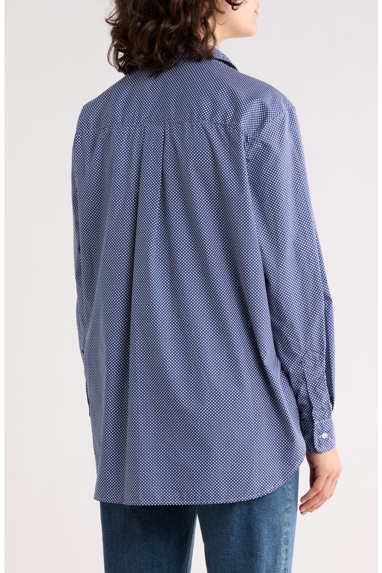 Relaxed Fit Cotton Button-Up Shirt, Alternate, color, NAVY WITH WHITE POLKA DOTS