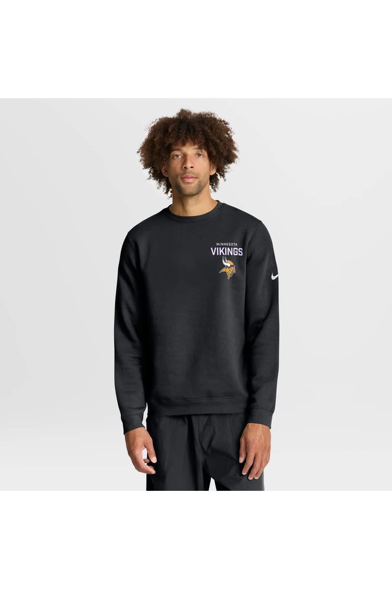 Men's Nike Black Minnesota Vikings Primetime Club Fleece Pullover Sweatshirt, Main, color, Black