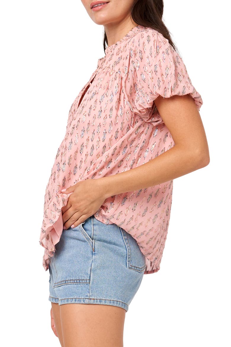 Charley Puff Sleeve Button-Up Top, Alternate, color, PINK