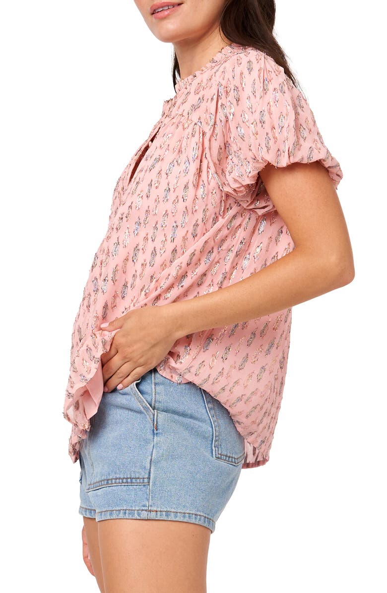 CIEBON Charley Puff Sleeve Button-Up Top, Alternate, color, Pink