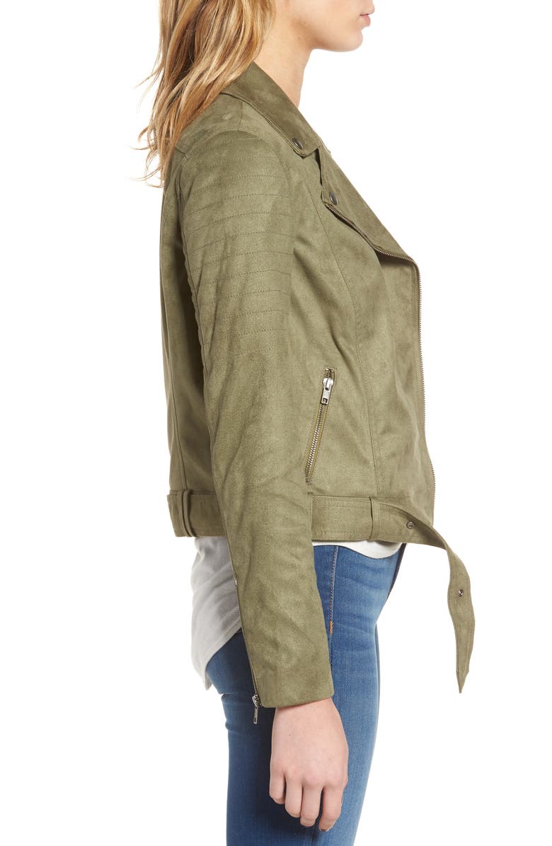 cupcakes and cashmere Faux Suede Moto Jacket, Alternate, color, 