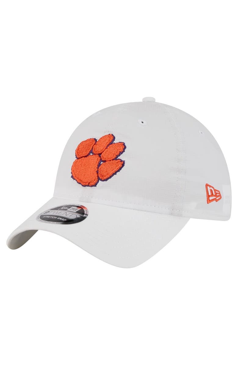 New Era Men's New Era White Clemson Tigers Active Ripstop 9TWENTY Adjustable Hat, Main, color, White