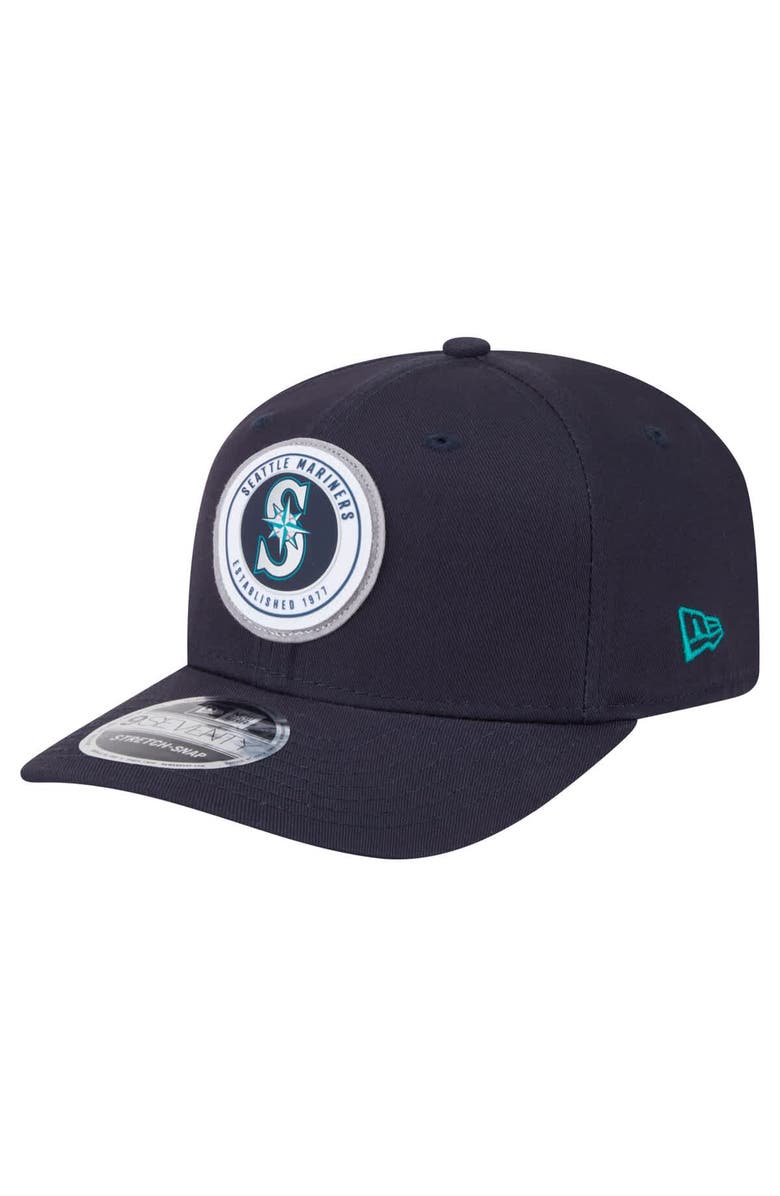 New Era Men's New Era Navy Seattle Mariners Circle Patch 9SEVENTY Stretch-Snap Hat, Main, color, 