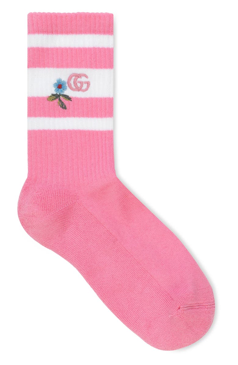 Gucci Embroidered Flower & Double-G Logo Socks, Alternate, color, 
