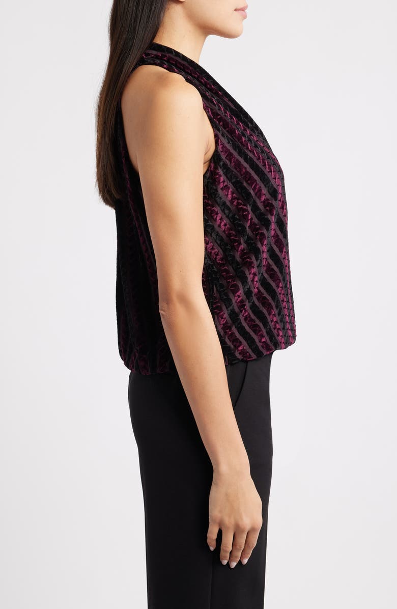 Liverpool Los Angeles Sleeveless Surplice Velvet Top, Alternate, color, Black Burgundy Stripe