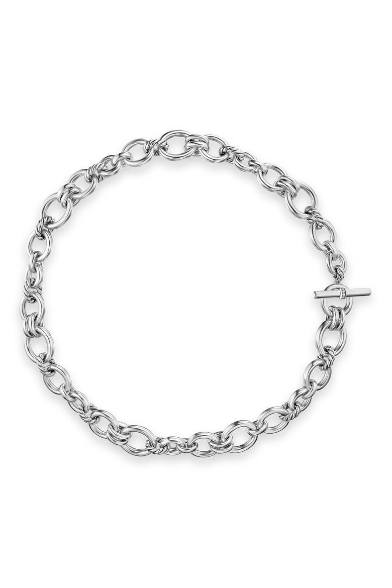 DY Mercer® Chain Necklace in Sterling Silver with Diamonds, 8mm, Main, color, DIAMOND/ SILVER
