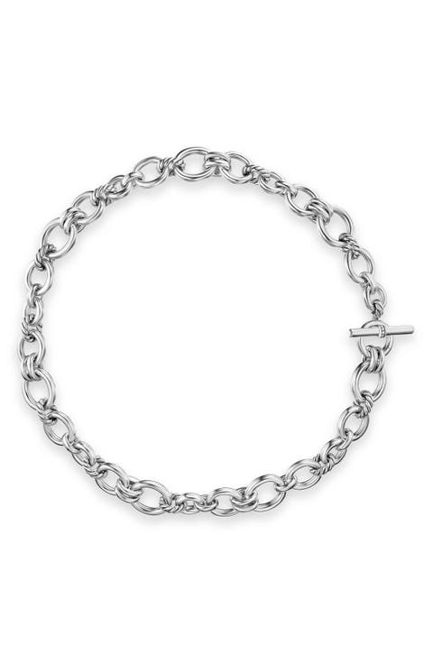 DY Mercer® Chain Necklace in Sterling Silver with Diamonds, 8mm