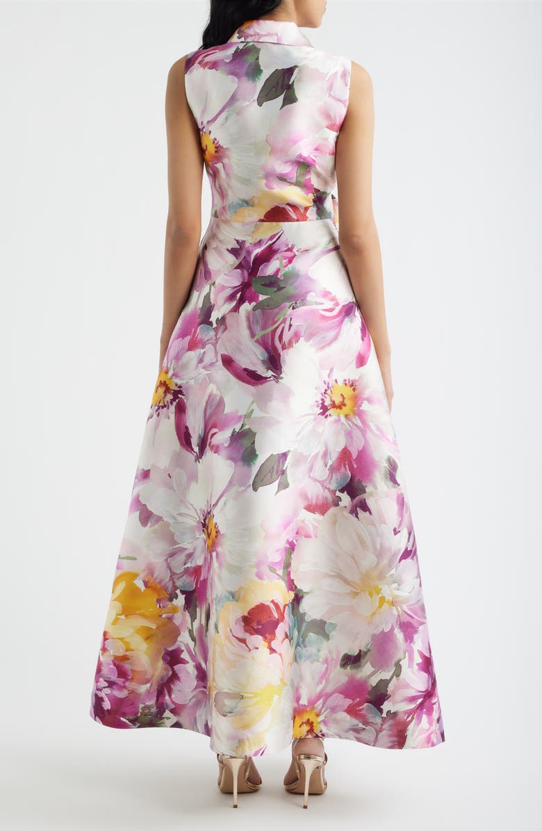 Julia Jordan Floral Satin Gown, Alternate, color, Pink Multi