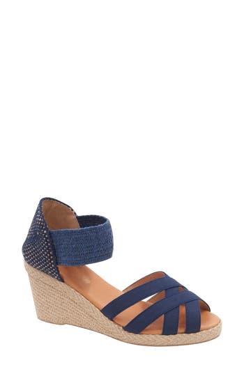 Andre Assous Women's Adin Jute Wedge Sandals In Blue