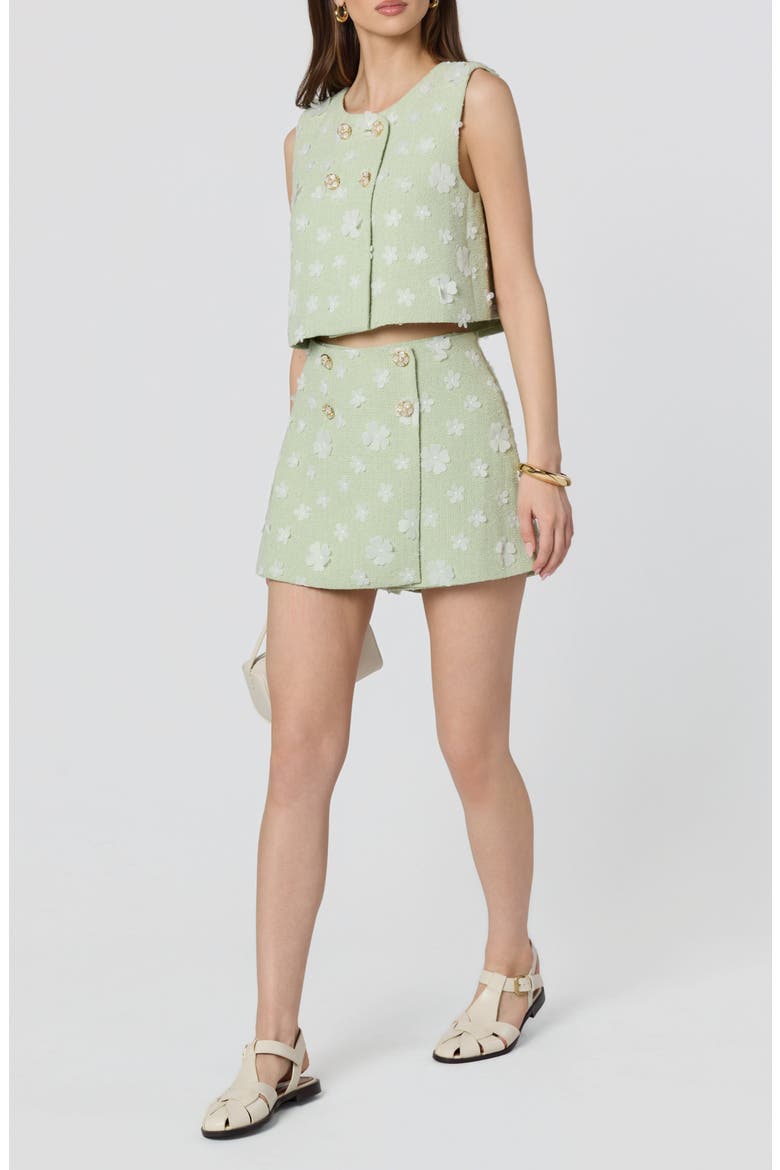 Janell Floral Appliqué Miniskort, Alternate, color, MINT