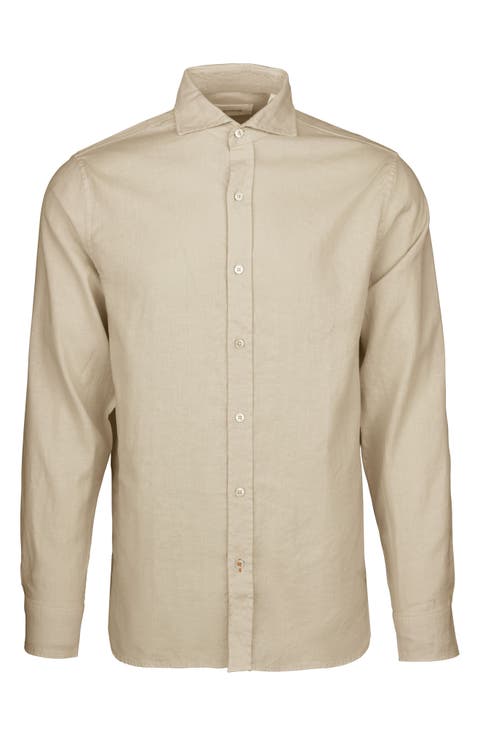 Santorini Stretch Linen & Cotton Button-Up Shirt
