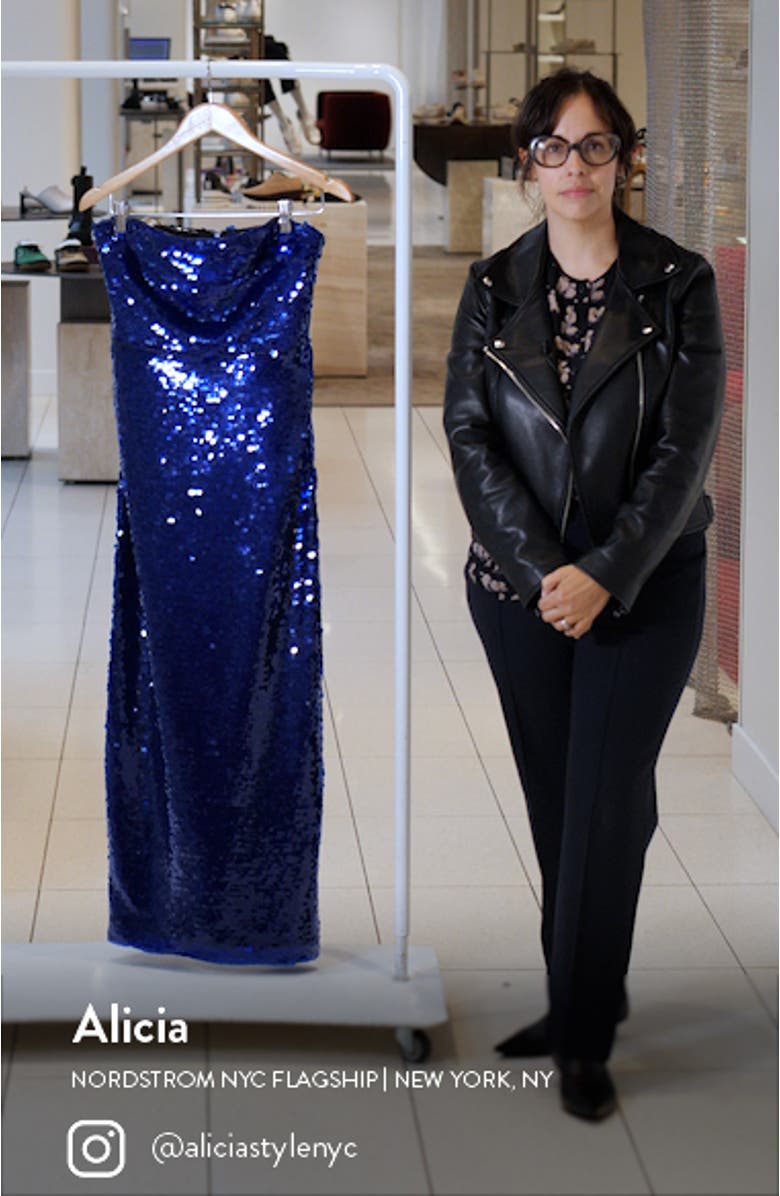 Mira Strapless Sequin Gown, sales video thumbnail