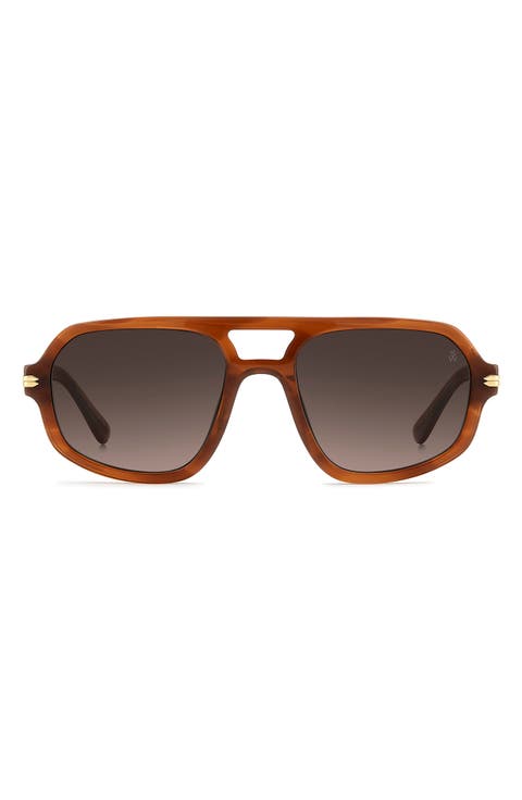 54mm Gradient Rectangular Aviator Sunglasses