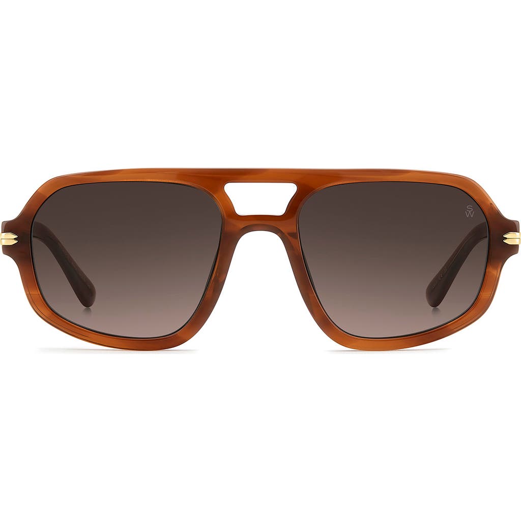 Stuart Weitzman 54mm Gradient Rectangular Aviator Sunglasses In Brown
