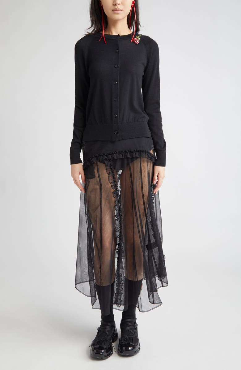 Simone Rocha Crystal Carnation Merino Wool & Silk Cardigan, Alternate, color, 