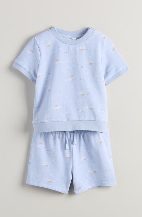 Fun Short Sleeve Cotton Sweatshirt & Sweat Shorts Set (Baby)