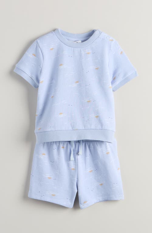 Nordstrom Fun Short Sleeve Cotton Sweatshirt & Sweat Shorts Set In Blue