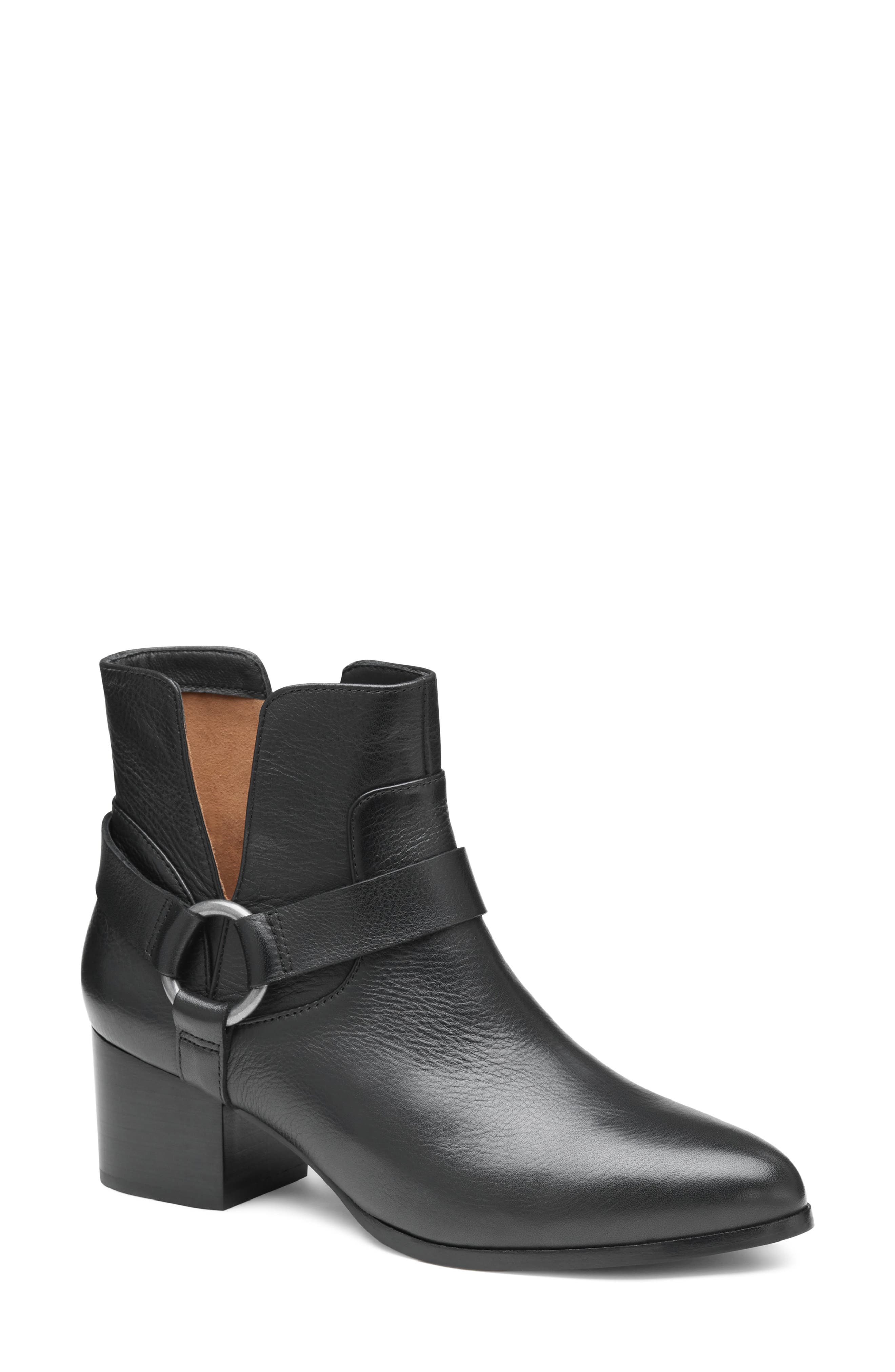 Johnston & Murphy Trista Harness Bootie, Main, color, Black Calfskin
