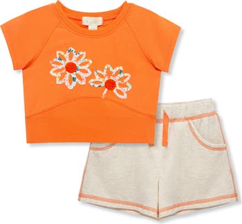 Kids' Appliqué Flowers T-Shirt & Shorts Set