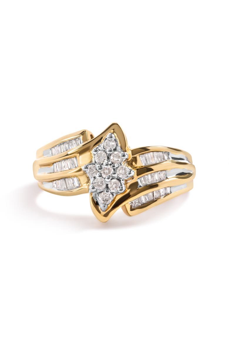 10K Yellow Gold 1/2Cttw Diamond Cluster Head & Shank Ring, Main, color, Yellow