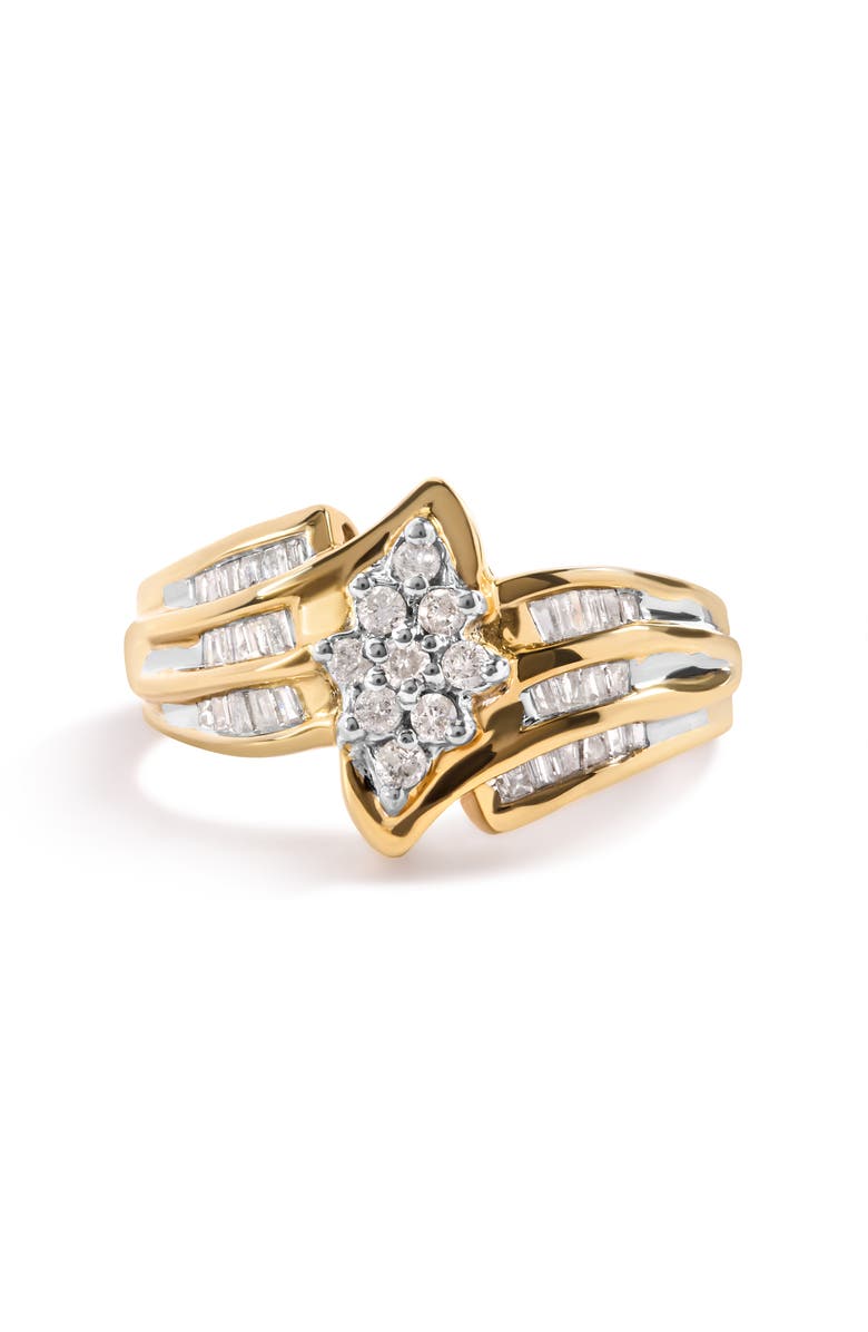 Haus of Brilliance 10K Yellow Gold 1/2Cttw Diamond Cluster Head & Shank Ring, Main, color, Yellow